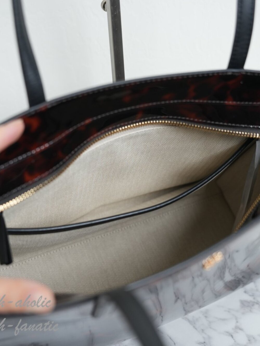 Tory Burch Emerson Tortoise Patent Leather Work Tote 165968 NWT - Picture 7 of 10